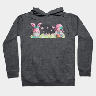 Pastel spring Easter bunny gnome couple Hoodie